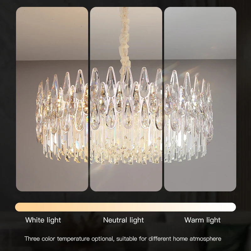 Axyaa Crystal Hall Chandelier: Luxe Spiral Staircase Light