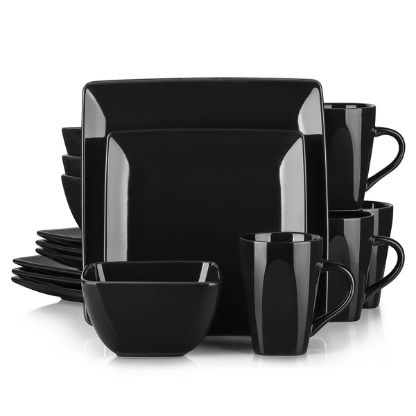 Axya SOHO Black Ceramic Square Dinnerware Set