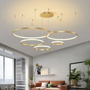 Axyaa Black Rings Pendant Light Chandelier Dimmable Remote Lamp Modern Minimalist Style