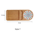 Axyaa Solid Wood Tea Tray with Heat Insulation for Dining and Serving