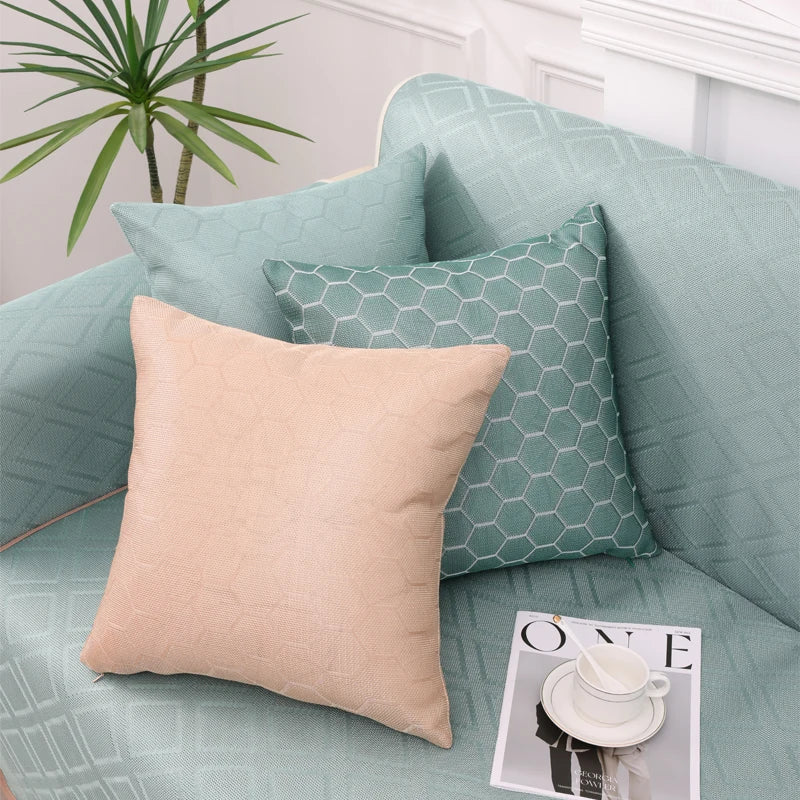 Axyaa Ice Silk Geometric Pillow Covers for Modern Home Decor
