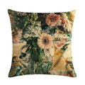 Sunflower Linen Throw Pillow Cover for Home Decor by Axyaa