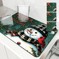 Snowman Kitchen Drying Mat - Axyaa Absorbent Coffee Mat & Dish Draining Pad