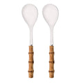 Axyaa Stainless Steel Bamboo Handle Spork Salad Server Fork Spoon Set