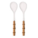 Axyaa Stainless Steel Bamboo Handle Spork Salad Server Fork Spoon Set