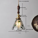 Axyaa Vintage LED Pendant Light with Wood, Copper & Glass Lampshade