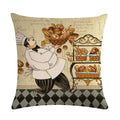 Axyaa Chef Portrait Oil Painting Cotton Linen Throw Pillow Cover 45X45CM