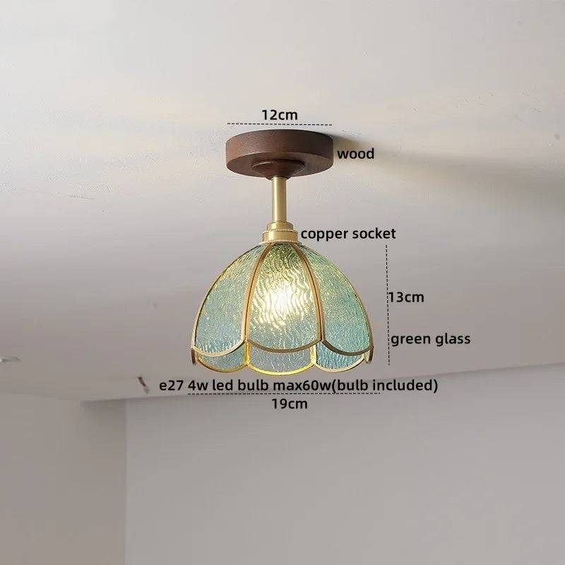 Axyaa Green Glass LED Ceiling Lights for Modern Indoor Lighting