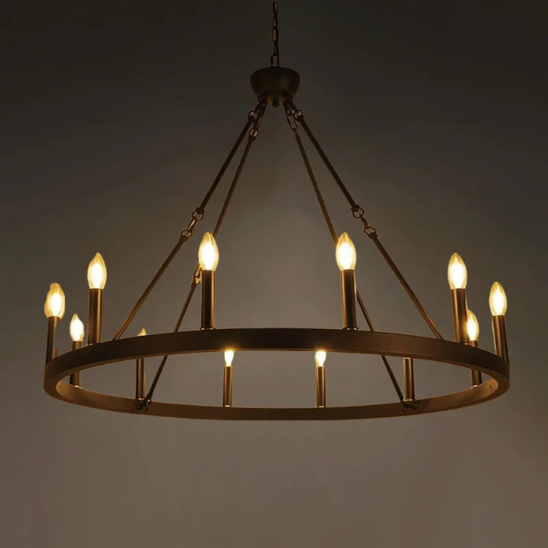 Axyaa Round Industrial Iron LED Pendant for Living Room and Cafe