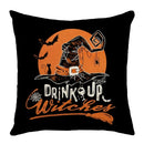 Axyaa Halloween Linen Pillowcase Set, Ghost & Witch Print Throw Pillow Cover