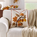 Axyaa Autumn Maple Leaf Embroidered Pillowcase Set