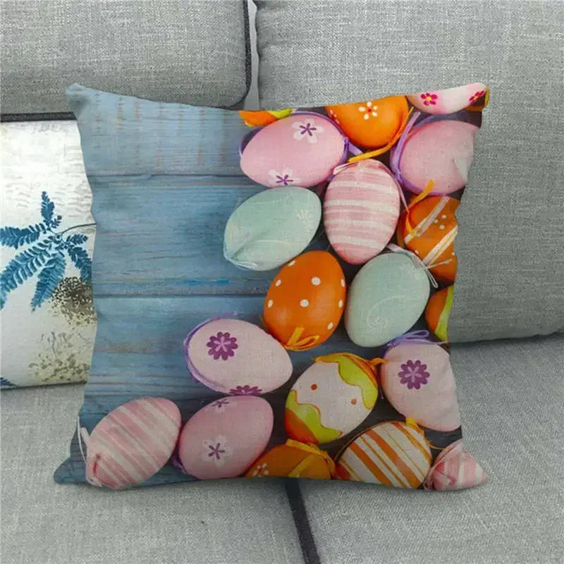 Easter Bunny Eggs Printed Pillow Covers 45x45cm - Axyaa Easter Decorations