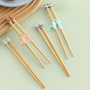 Axyaa Children's Bamboo Training Chopsticks, Ages 6-12, Cute Cartoon Design