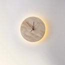 Axyaa Yellow Travertine Stone Clock Wall Lamp for Living Room Bedroom Décor