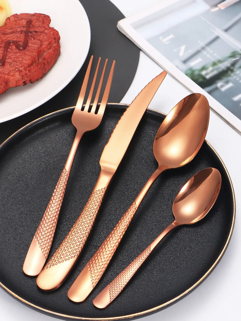 Axyaa 16-Piece Stainless Steel Cutlery Set - Knife Fork Spoon