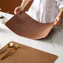 Axyaa Cowhide Grain Leather Placemats: Waterproof, Oilproof, Anti-skid Dinner Mats