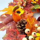 Axyaa Fall Wreath: Maple Leaf Pumpkin Pinecone Berry Thanksgiving Harvest Décor