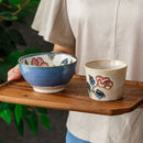 Axyaa Japanese Porcelain Plate Set: Okinawa Rose Glaze Natural Ceramic Rice Bowl