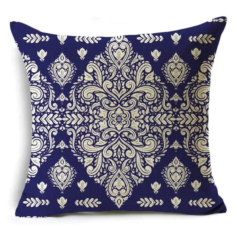 Axyaa Blue & White Porcelain Pattern Pillowcase - Sofa Decor 40cm/45cm/50cm