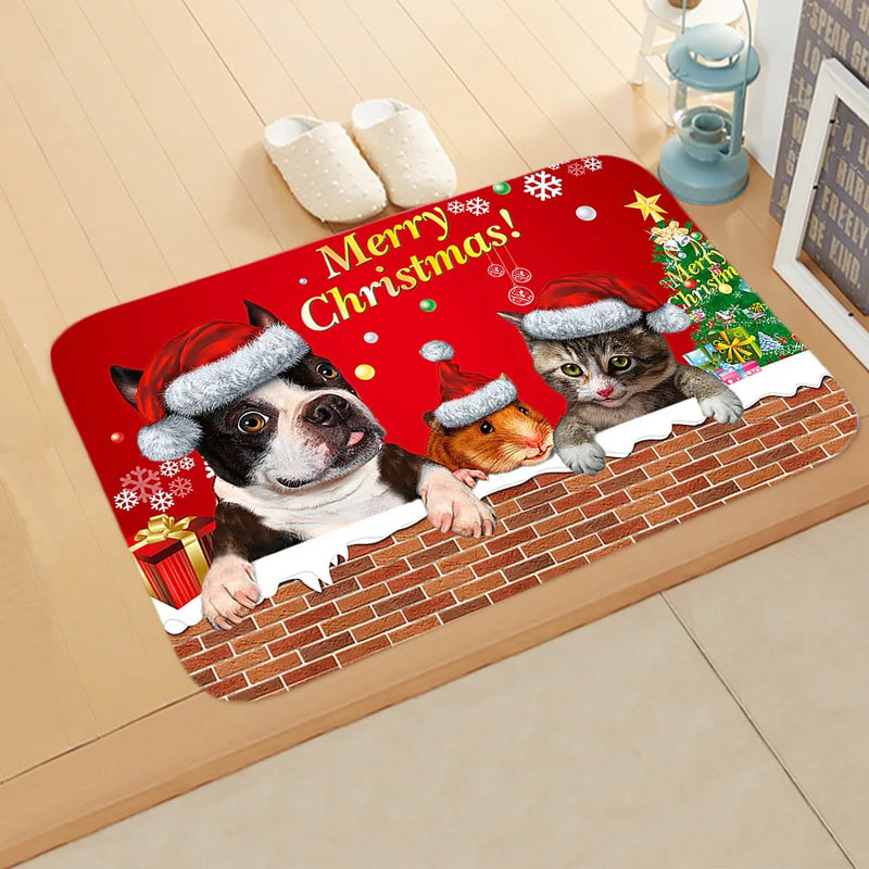 Axyaa Christmas Animal Print Door Mat - Non-Slip Home Decoration