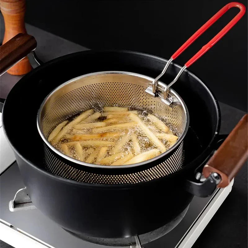 Axya Stainless Steel Frying Basket Filter Strainer for Cooking and Food Preparation