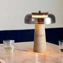 Axyaa Stone Table Lamp with Clear Glass Lampshade and LED Mood Lights