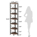 Axyaa 7-Tier Tall Corner Bookcase: Industrial Slim Bookshelf for Small Spaces