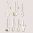 Axyaa Silicone Kitchen Utensils Set - Beige White Cooking Tools Spatula Turner Shovel Colander