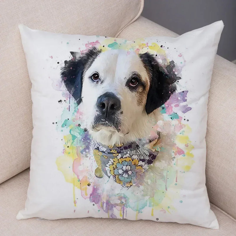 Axyaa Watercolor Dog Pillow - Cozy Pet Animal Pillow for Home Sofa
