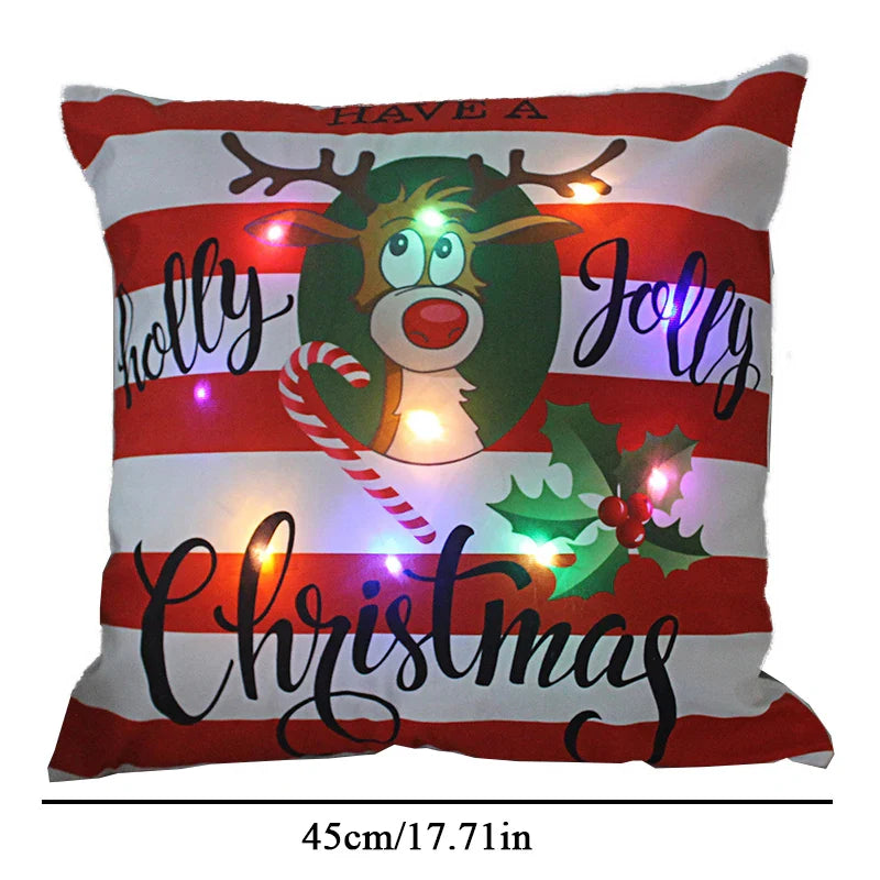 Axyaa LED Santa Claus Cushion Cover: Festive Light-Up Pillowcase for Home Decor