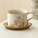Axyaa Small Daisy Ceramic Coffee Mug Set with Saucer and Spoon