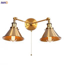 Axyaa Industrial Vintage LED Wall Light - 2 Heads Gold Loft Iron Lamparas De Pared