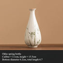Axyaa Bamboo Flower Vase: Hand Drawn Green Decoration for Living Room Bouquets