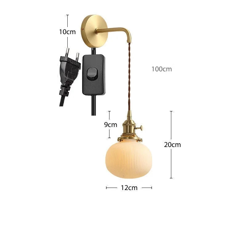 Axyaa Nordic LED Wall Light - Adjustable Copper Ceramic Fixture for Bedroom Living Room