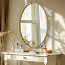 Axyaa Brass Framed Oval Wall Mirror for Entry Living Room Bathroom Decor