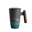 Axyaa Ceramic Filter Tea Cup with Lid, Handmade Kung Fu Mug Set