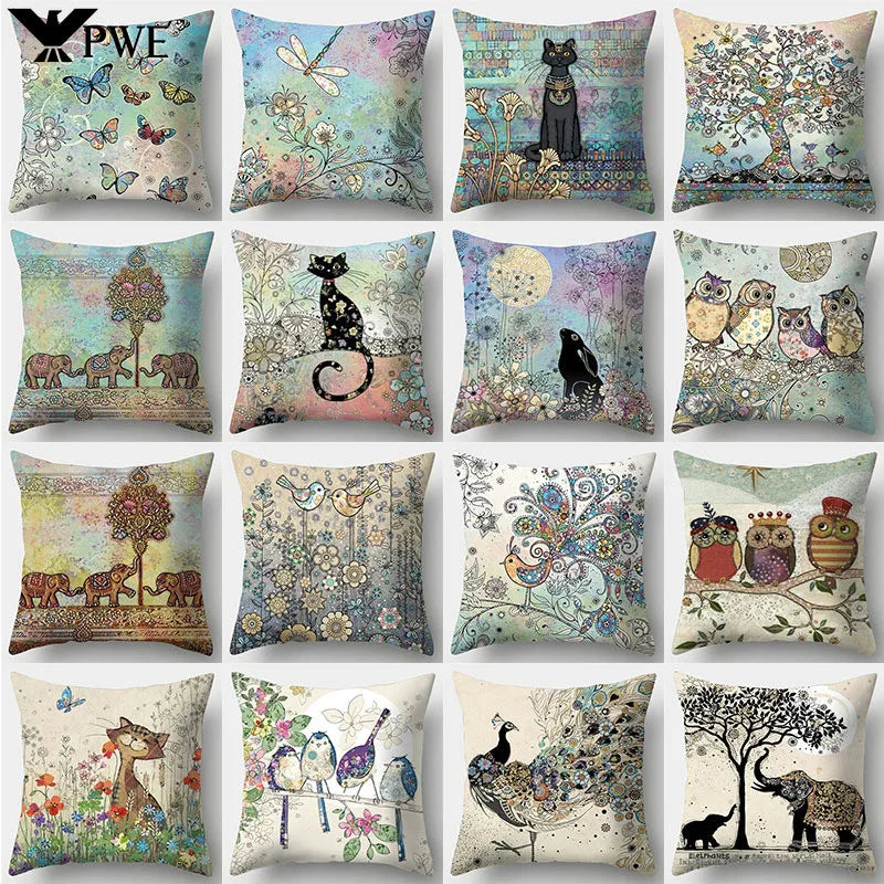Axyaa Butterfly Cat Animals Design Pillowcase - Nordic Home Decor