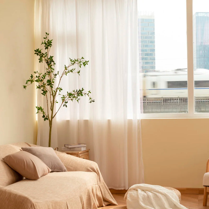Axyaa White Tulle Sheer Curtains for Living Room Decor