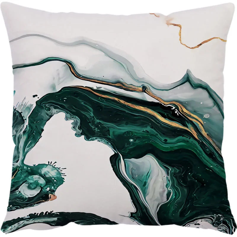Luxurious Green Marble Texture Pillowcase Set for Home Decoration by Axyaa