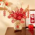 Axyaa Fruit Money Bag Vase with Artificial Flowers Bouquet - Home Décor Craft