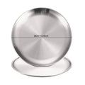 Axyaa Stainless Steel Round Shallow Tray Plate Set for BBQ Picnic Camping