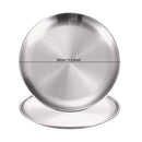 Axyaa Stainless Steel Round Shallow Tray Plate Set for BBQ Picnic Camping