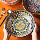Axyaa 10-Inch Ceramic Bohemian Soup Bowl for Household Dining and Serving