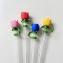 Axyaa Rose Silicone Straw Caps for 40oz Tumbler Cups - Kawaii Flower Topper