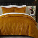 Axyaa Velvet Quilt Queen Size Comforter Set - Ultra Soft, Lightweight, All-Season Coverlet