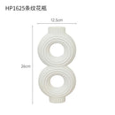 Axyaa White Striped Ceramic Vase – Modern Minimalist Living Room Tabletop Decoration