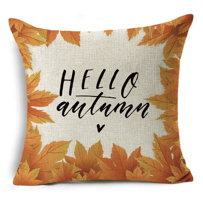 Axyaa Autumn Print Style Thanksgiving Pillow Case - Decorative Plant Cushion Cover