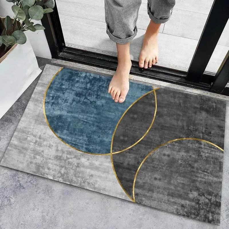 Axyaa Geometric Print Non-Slip Kitchen Rug: Bohemian Ethnic Style, Modern Design