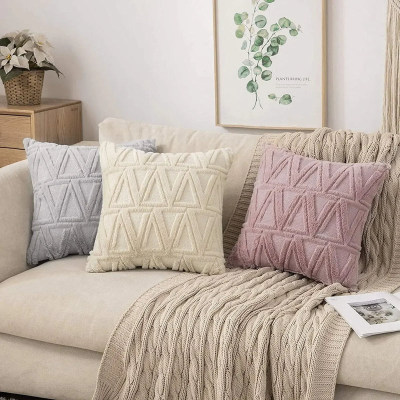 Plush Autumn Cushion Cover Set by Axyaa - 45x45cm and 30x50cm Sizes