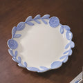 Axyaa Retro Flower Vine Ceramic Plate: High-end Steak Plate for Home & Restaurant